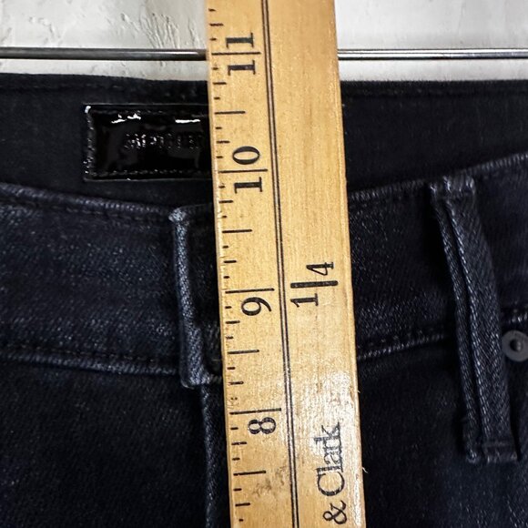 Mother The Mid Rise Dazzler Ankle Wash Deep End Black Size 27 Fray Straight Leg - Picture 10 of 12